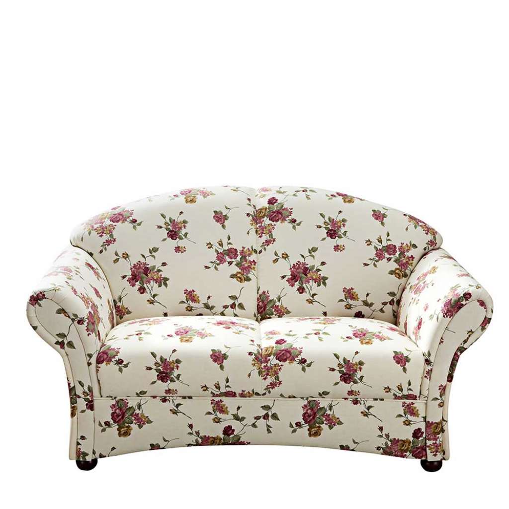Blumenmuster Couch Landhaus in Beige und Bunt zwei Sitzplätzen