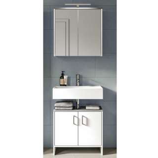 Badmöbel Set & Spiegelschrank in Weiß 60 cm breit (zweiteilig)