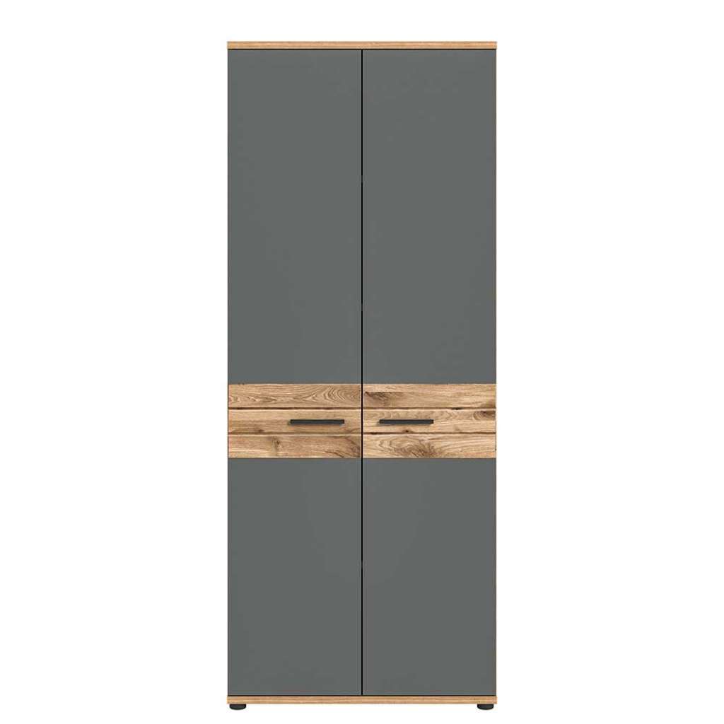Großer Aktenschrank mit zwei Drehtüren Wildeichefarben und Grau