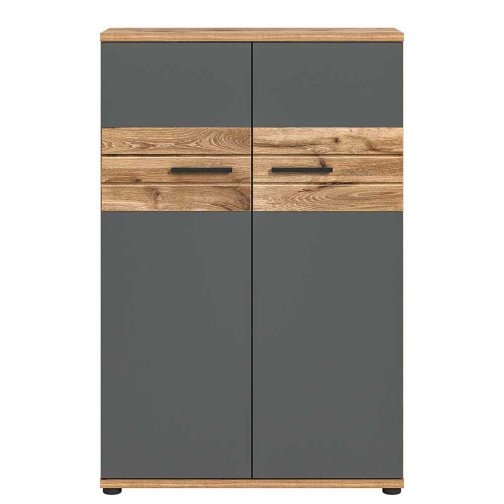 Moderner Büroschrank in Grau Wildeiche Holzoptik