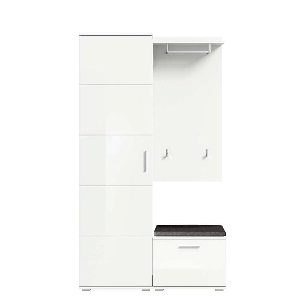 Dielen Sets in Weiß Hochglanz 191 cm hoch - 37 cm tief