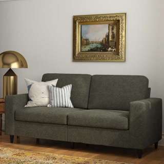 Sitzsofa grau Stoff im Retrostil drei Sitzplätzen
