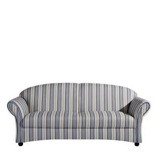 3er Sofa mit Streifen Muster in Blau und Weiß Landhausstil