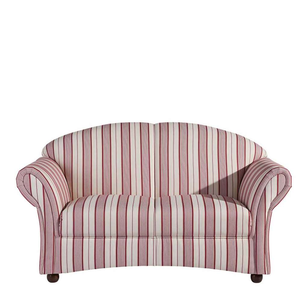 Landhaus Sofa modern in Rot und Weiß gestreift 151 cm breit