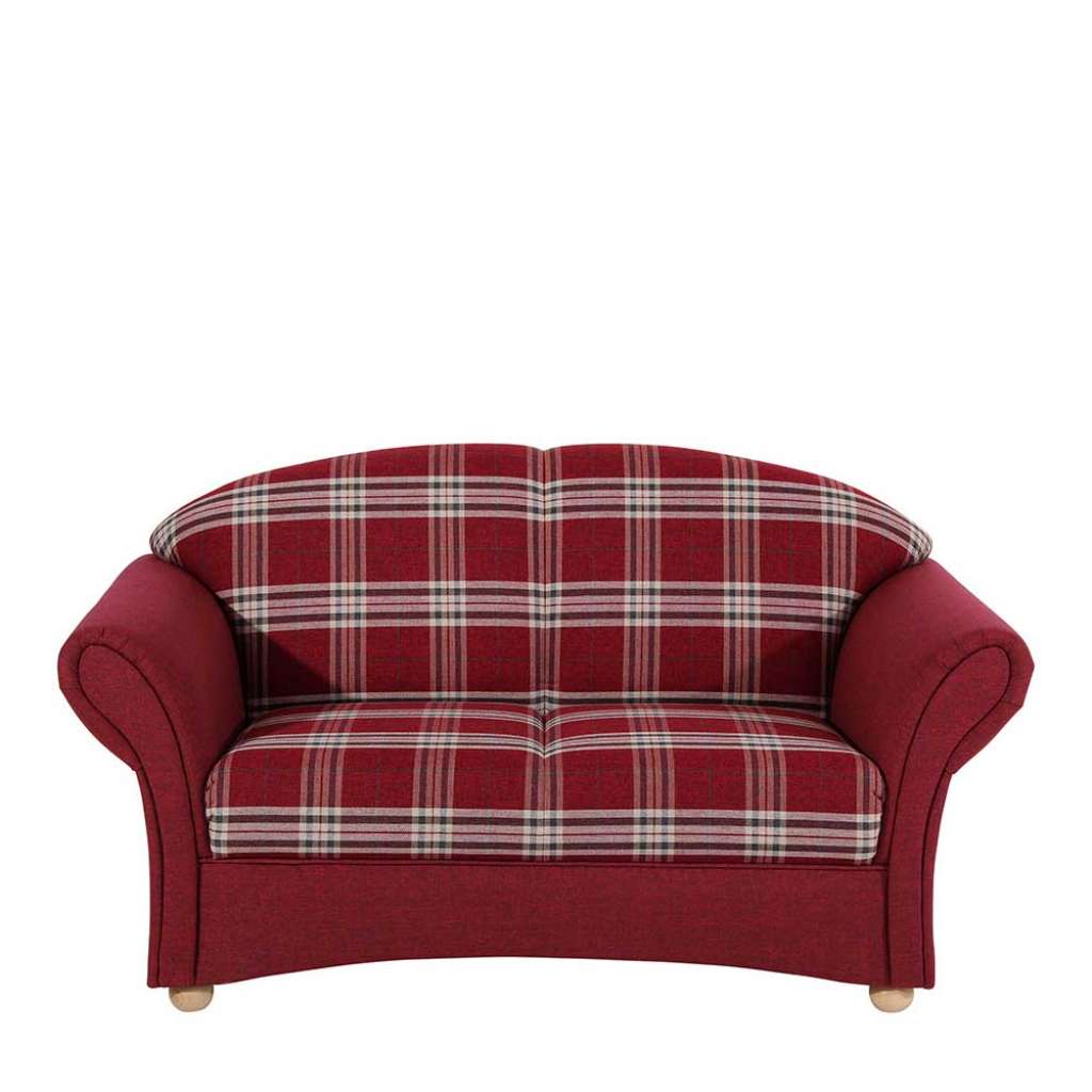 Rot kariertes Sofa mit zwei Sitzplätzen Landhausstil