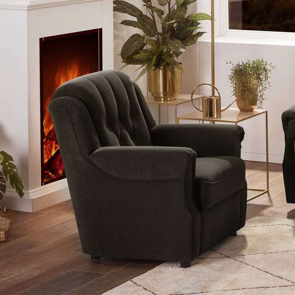 Brauner Fernsehsessel mit Flockstoff Bezug klassischen Stil