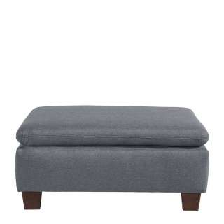 Sitzhocker Stoff jeansblau in modernem Design Vierfußgestell aus Holz