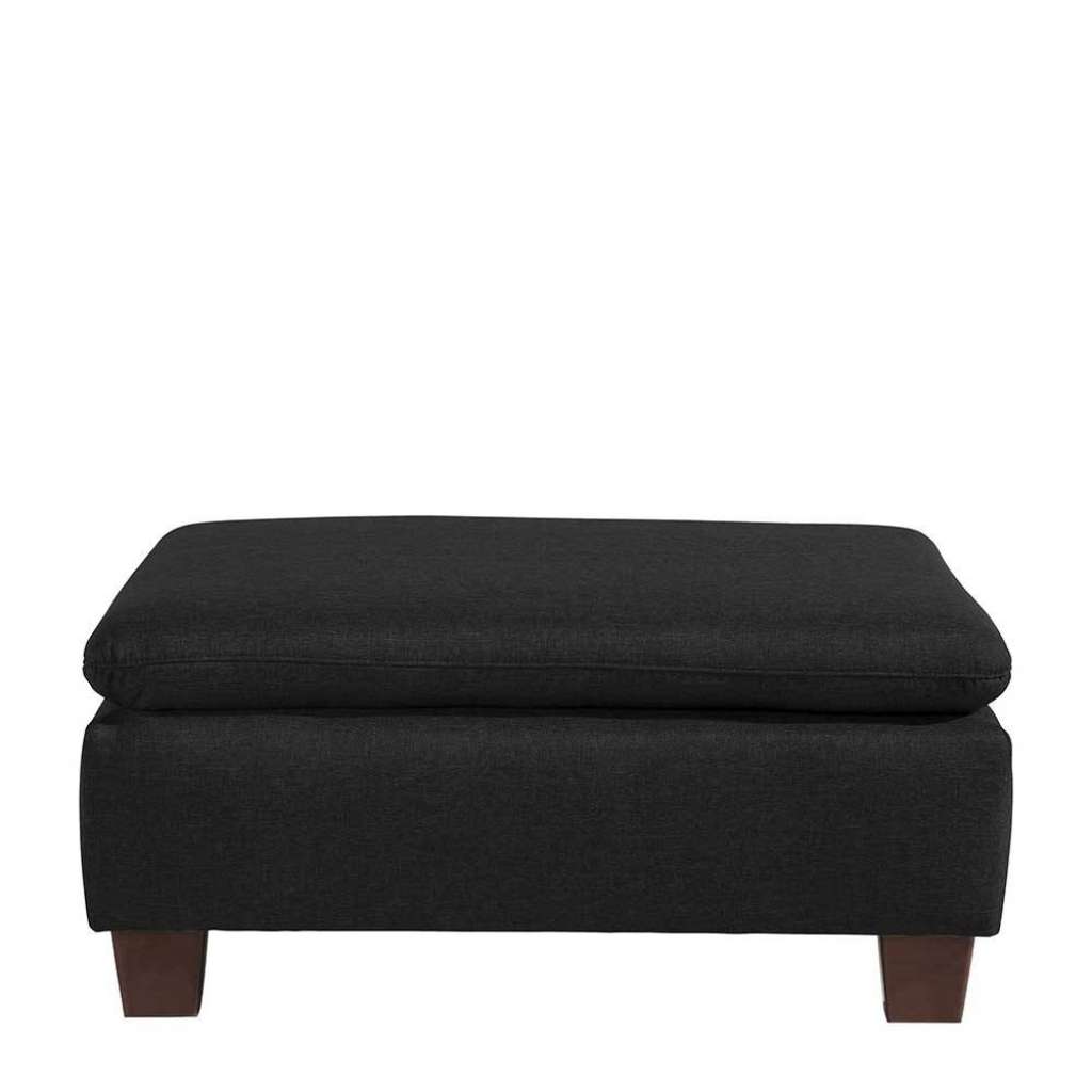 Schwarzer Stoff Polsterhocker in modernem Design 90 cm breit