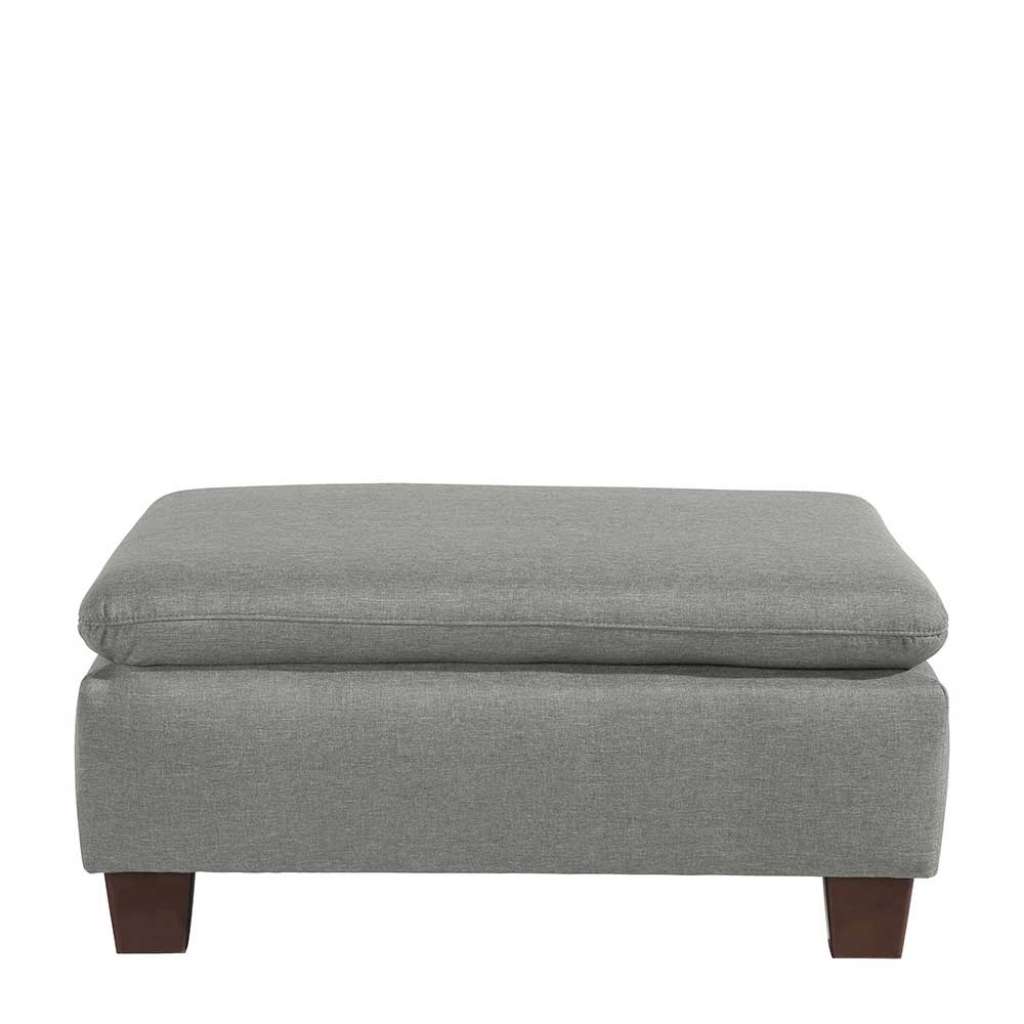 Polsterhocker hellgrau Stoff in modernem Design 60 cm tief