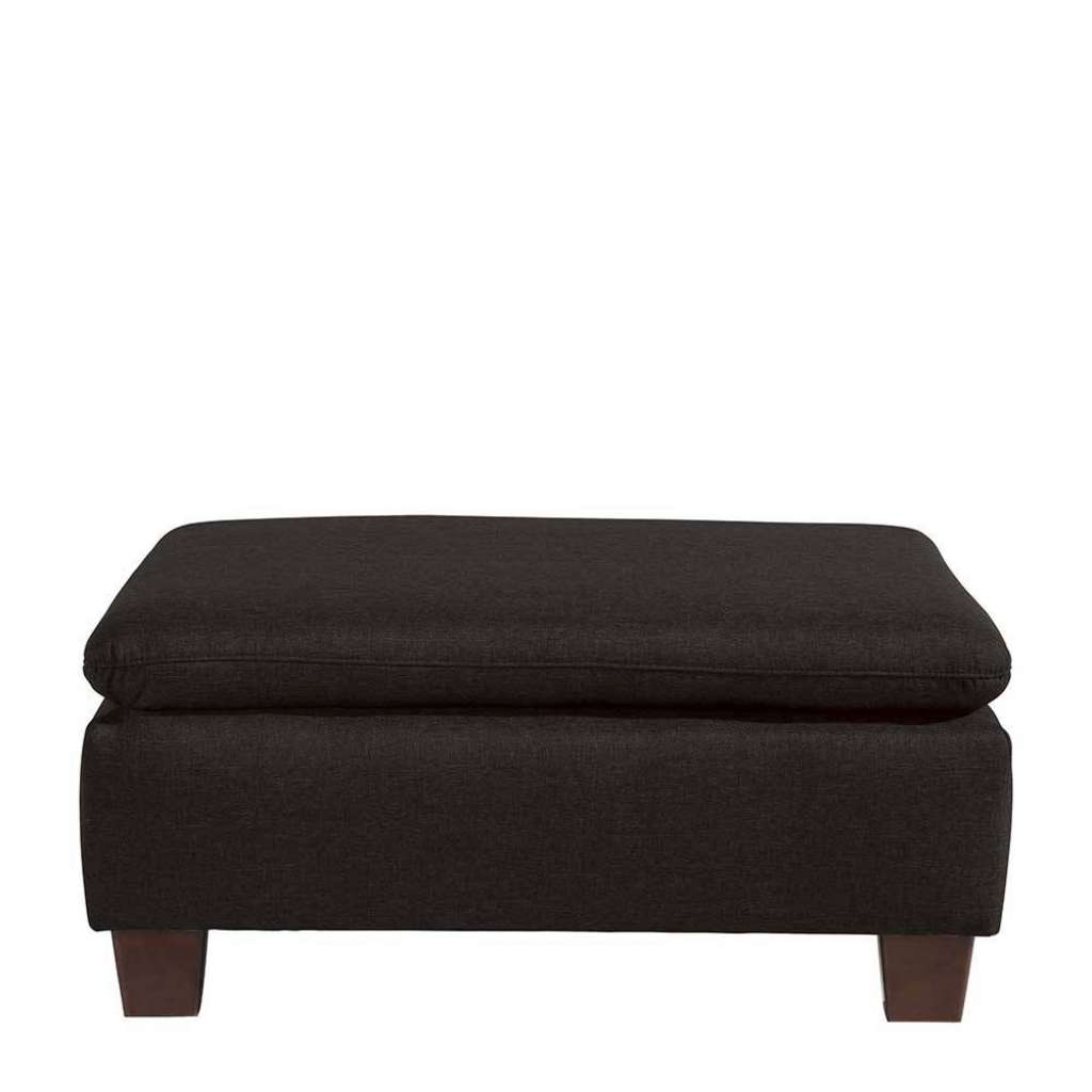 Hocker dunkelbraun Stoff mit Vierfußgestell aus Holz Nussbaumfarben