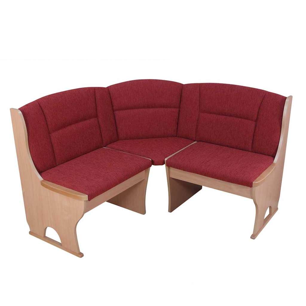 Eck Truhenbank in Terracotta und Buche Stoff