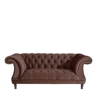 Neo Barock Sofa braun aus Samtvelours zwei Sitzplätzen