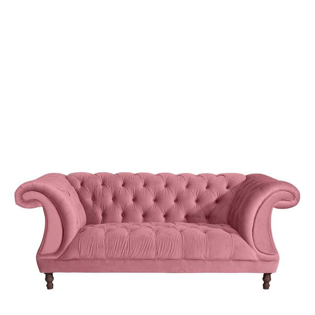 Neo Barock Couch rosa aus Samtvelours Vierfußgestell aus Holz