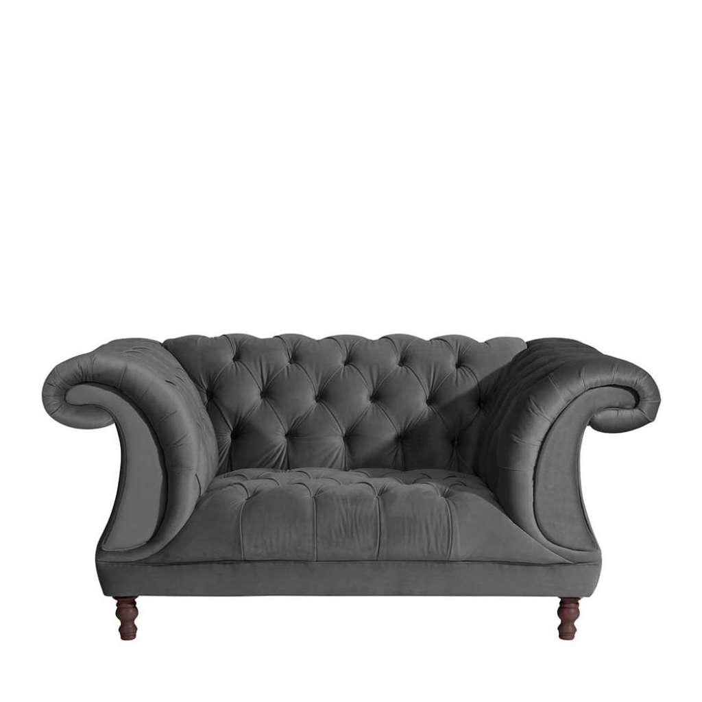 Wohnzimmer Sessel  Velour in Anthrazit Nussbaumfarben