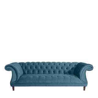 Dreisitzer Couch Velour Petrol im Barockstil 253 cm breit