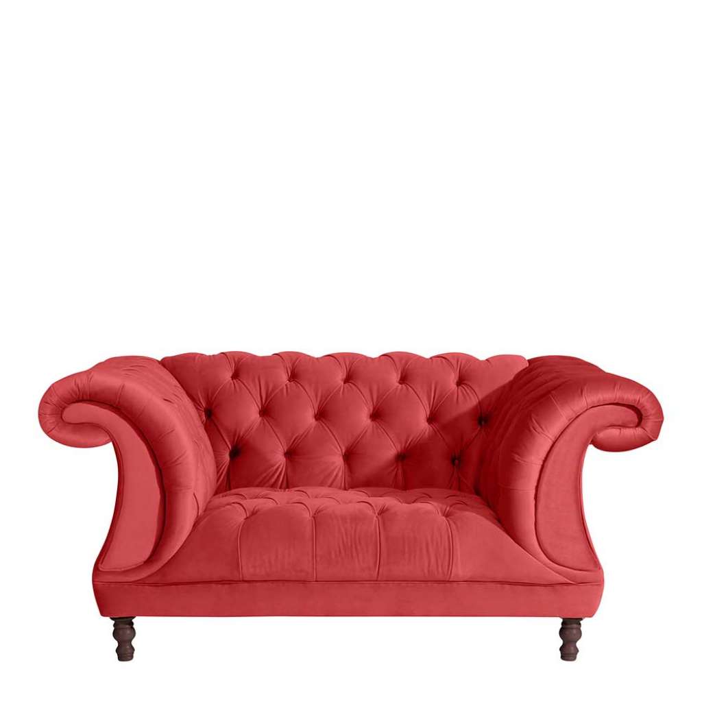 Big Sessel Neo Barock in Rot Samtvelours 167 cm breit - 100 cm tief
