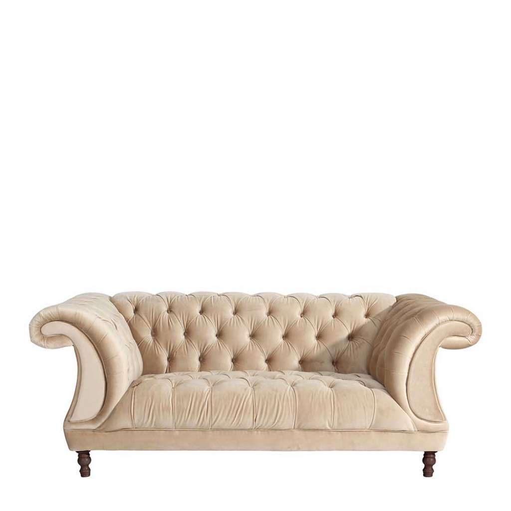 Zweiersofa Neo Barock Beige aus Samtvelours 200 cm breit