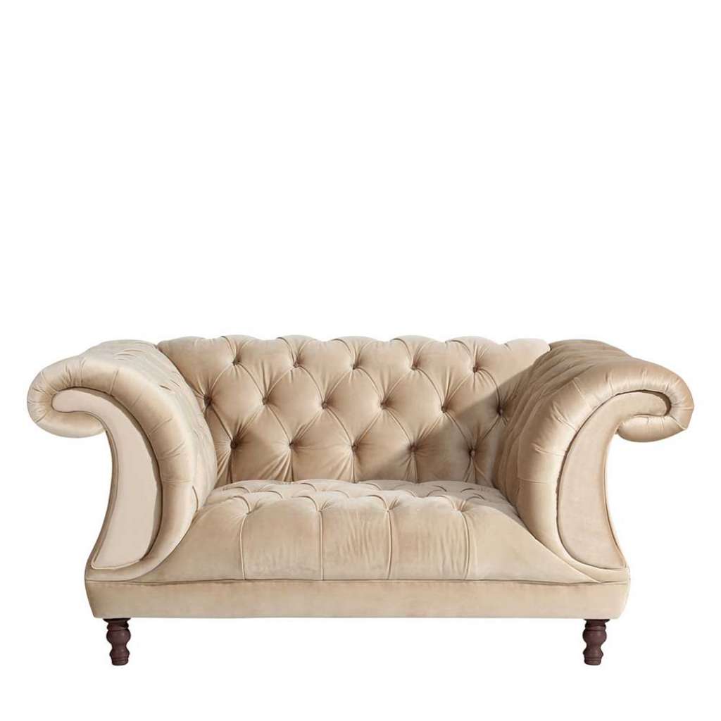 XL Sessel Cremefarben mit Samtvelours Bezug Barockstil