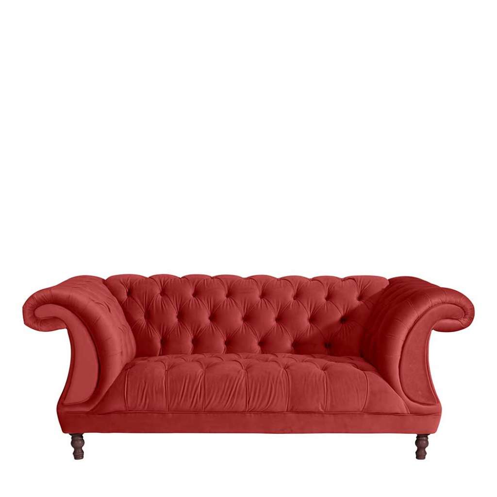 Neo Barock Couch in Ziegel Rot Samtvelours 200 cm breit