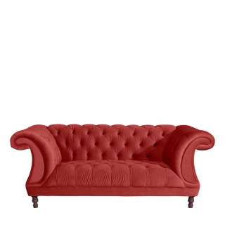 Neo Barock Couch in Ziegel Rot Samtvelours 200 cm breit