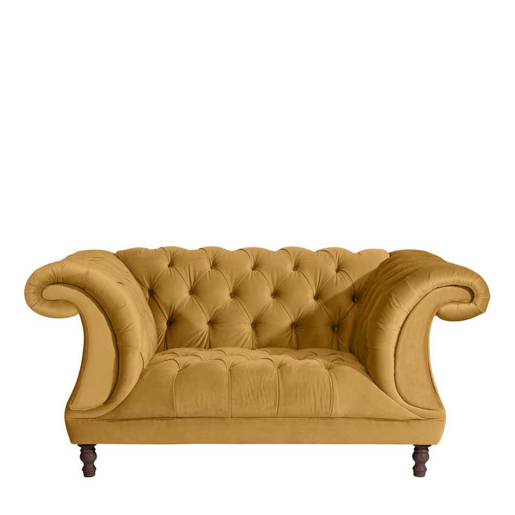 Maisgelber XL Sessel aus Samtvelours Neo Barockstil