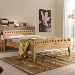 Bett Buche massiv geölt in modernem Design 43 cm Einstiegshöhe