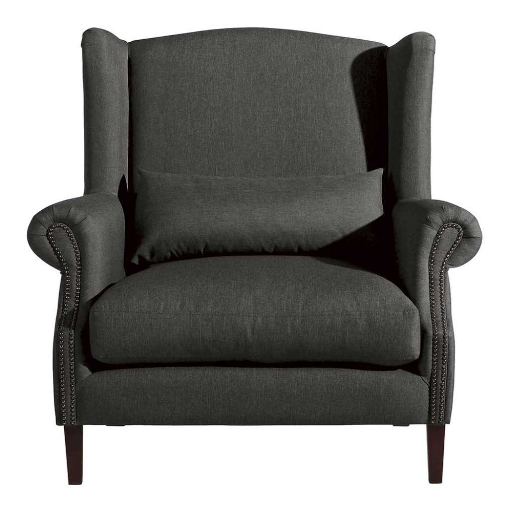 Kaminsessel in Anthrazit im Vintage Look Hohe Lehne mit Ohren