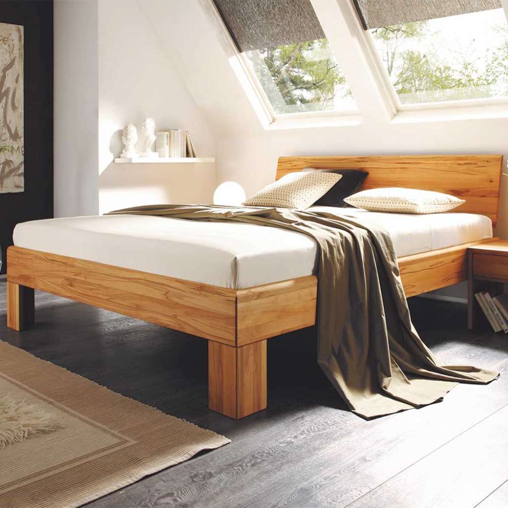 Kernbuche massiv Doppelbetten Oberfläche geölt 85 cm Kopfteil