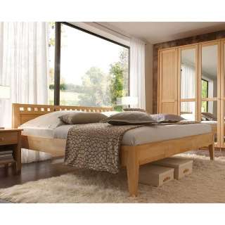 Buche massiv geölt Bett in modernem Design 211 cm tief