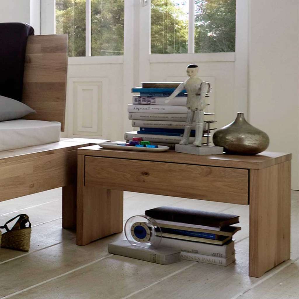 Bettkommode massiv in Wildeiche Bianco geölt 55 cm breit