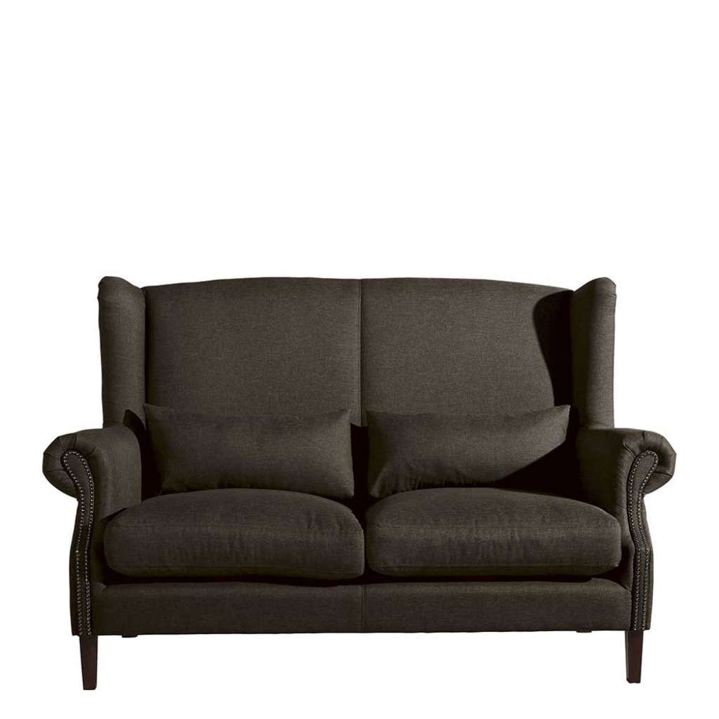 Wohnzimmer Sofa für Zwei in Braun Flachgewebe Bezug