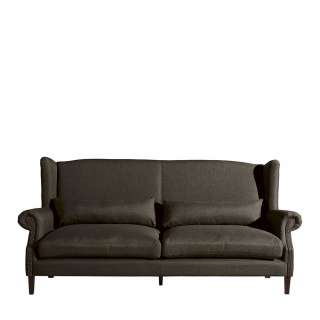 Dreisitzer Braun Stoff im Landhaus Vintage Look 234 cm breit