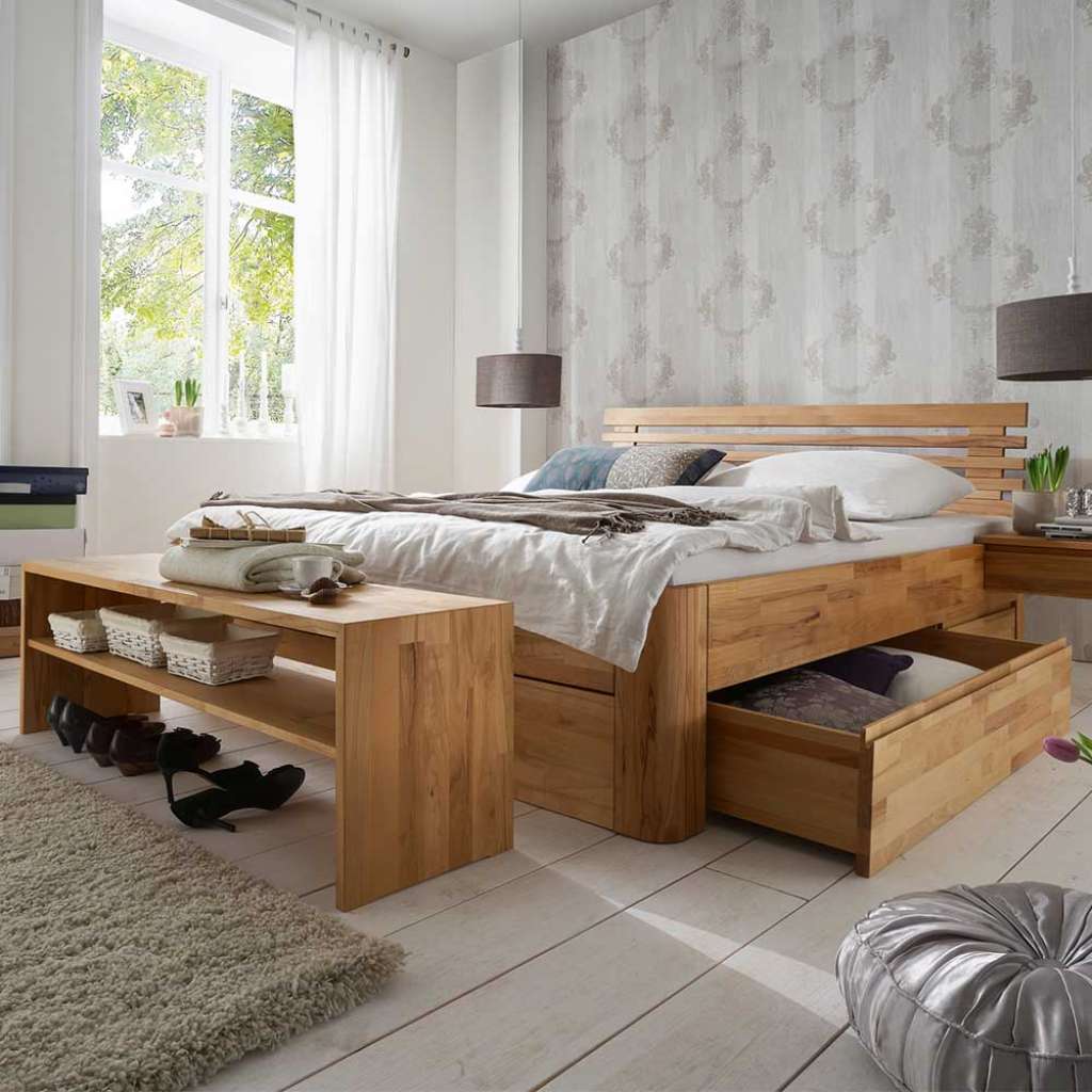 Schlafzimmer Set Kernbuche massiv geölt 88 cm hoch (zweiteilig)