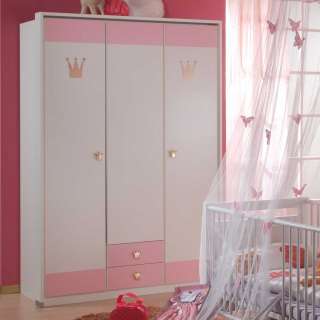 Kinderkleiderschrank in Weiß Rosa