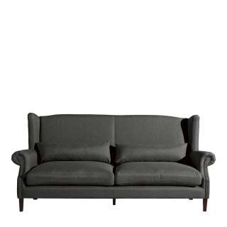 Dreisitzer Couch Anthrazit mit Kissen im Vintage Look 234 cm breit