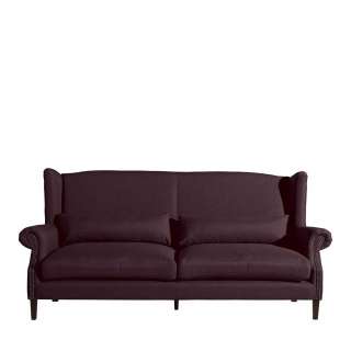 Sitzsofa Vintage Bordeauxrot aus Flachgewebe Fußgestell aus Holz