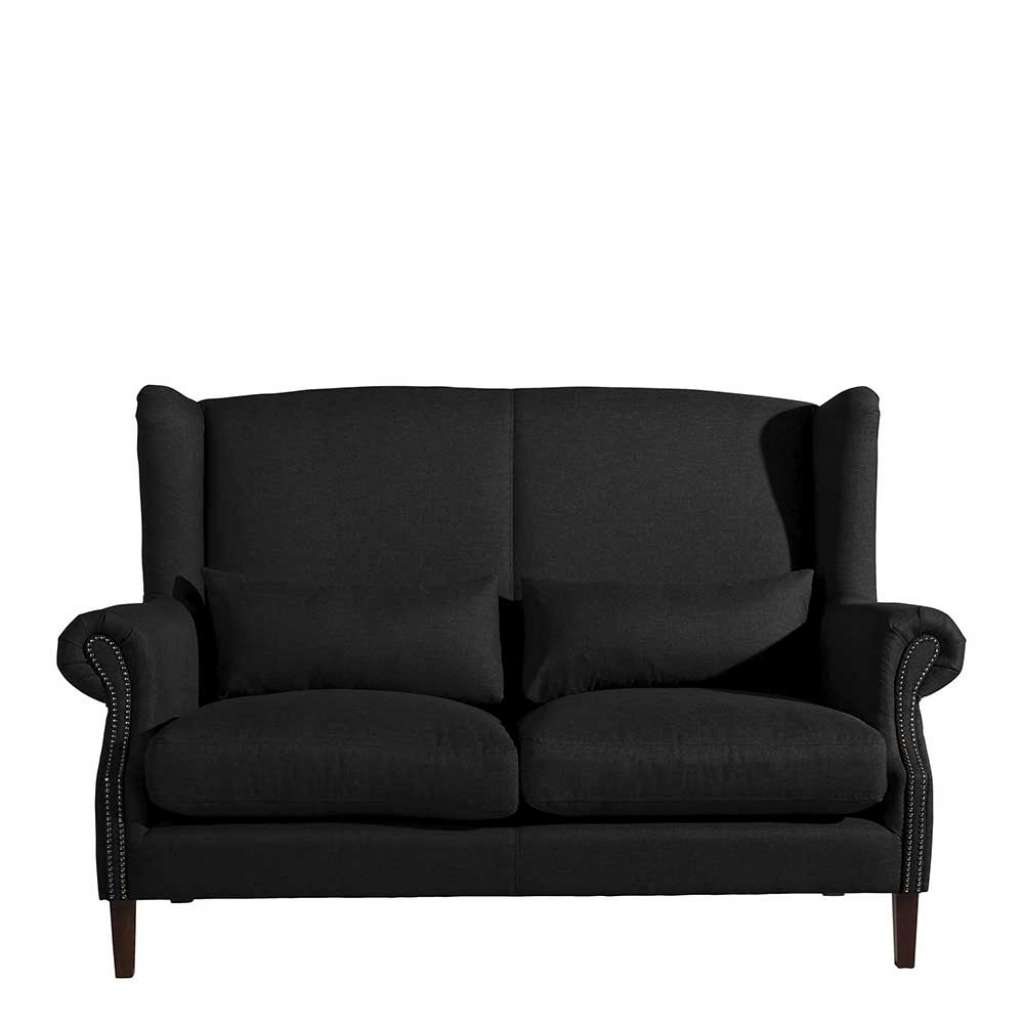 Schwarzes Zweiersofa im Landhaus Vintage Look 175 cm breit
