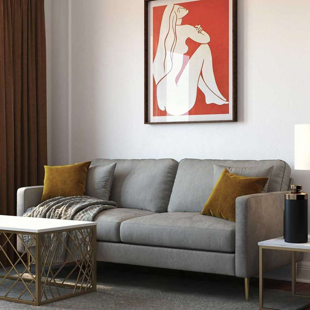 Einzelsofa Samt  grau 184 cm breit Fußgestell aus Metall