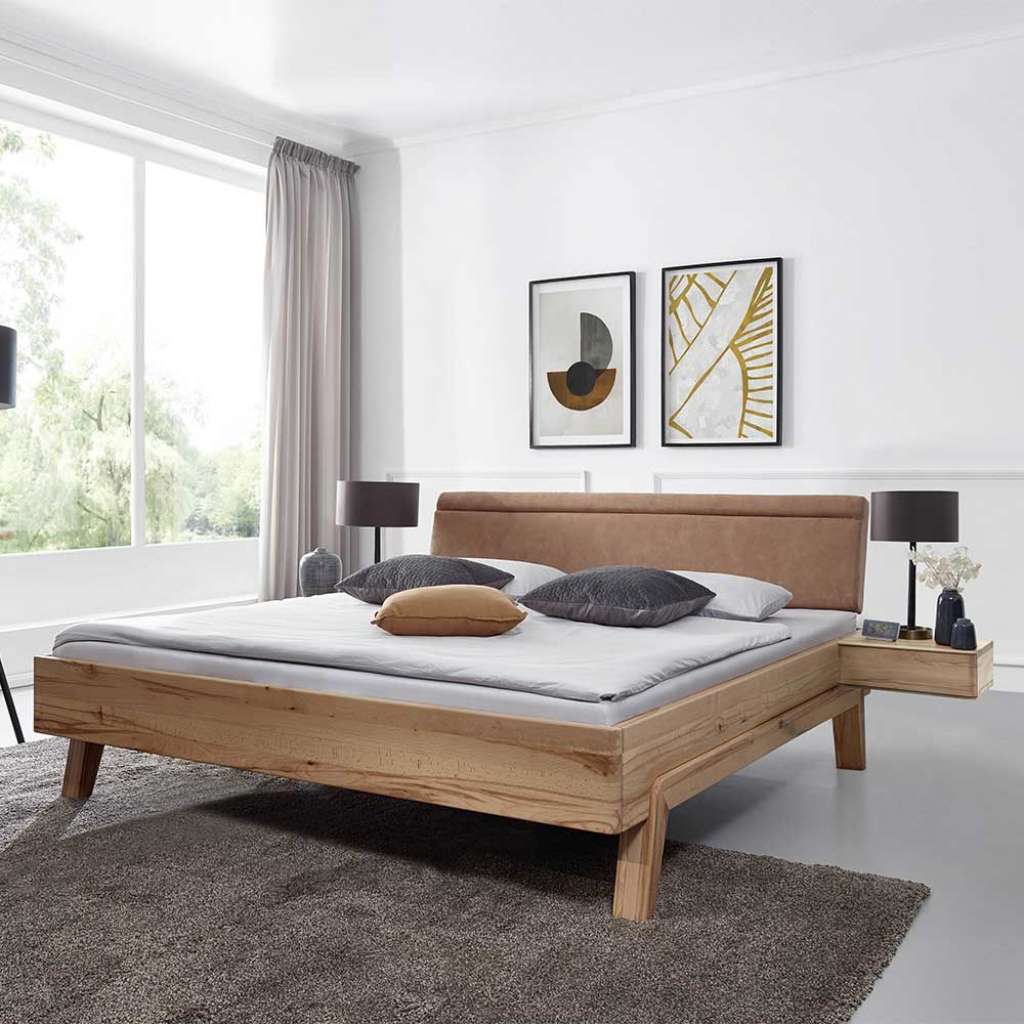 Ehebett aus Kernbuche Massivholz geölt modernem Design