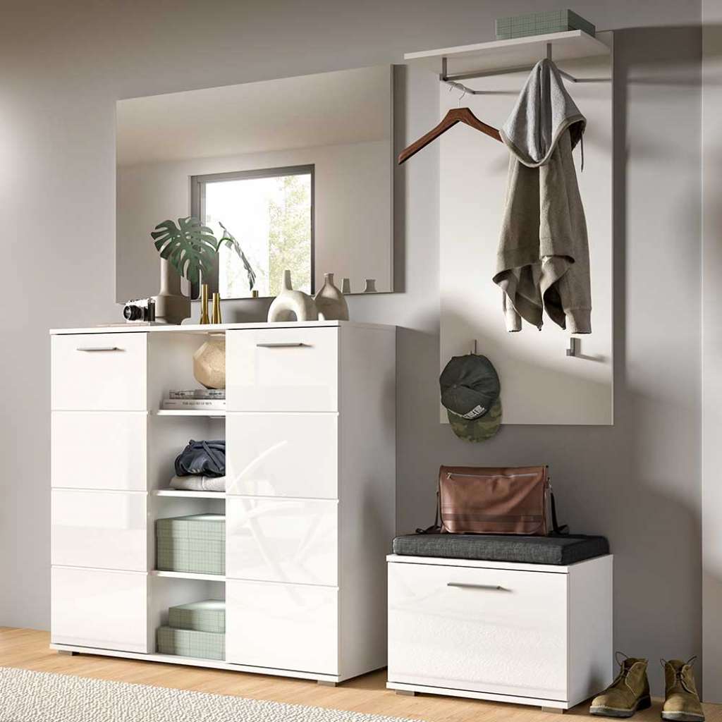 Garderobenset weiss modern 165 cm breit 180 cm hoch (vierteilig)