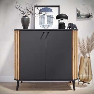 Kommode mit zwei Türen in modernem Design Grau und Wildeichefarben