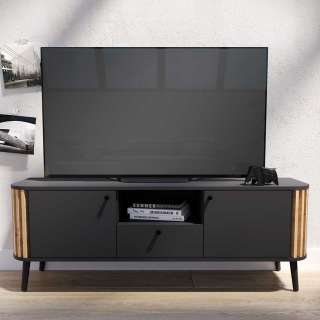 Flachstrecke Wohnzimmer in Grau und Wildeiche NB 138 cm breit