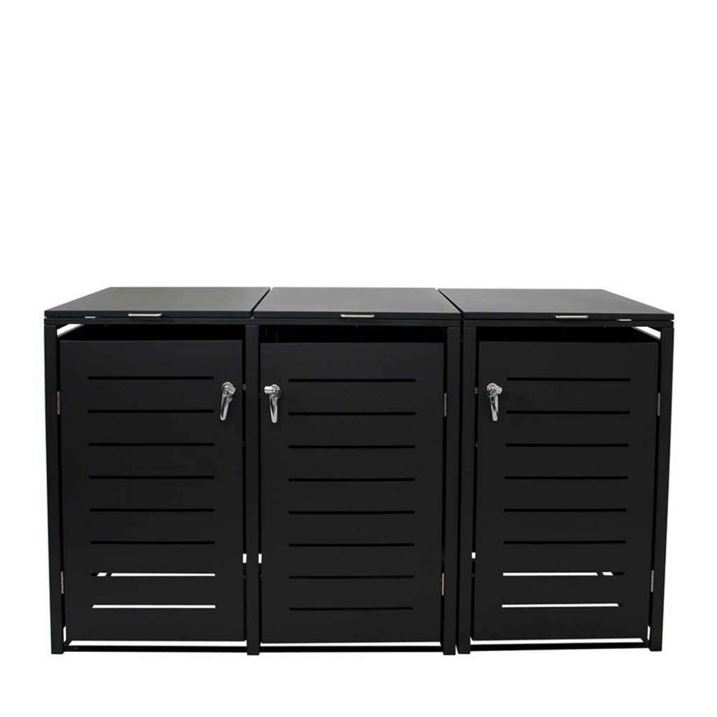 Mülltonnen Box Anthrazit Stahl 198 cm breit 116 cm hoch
