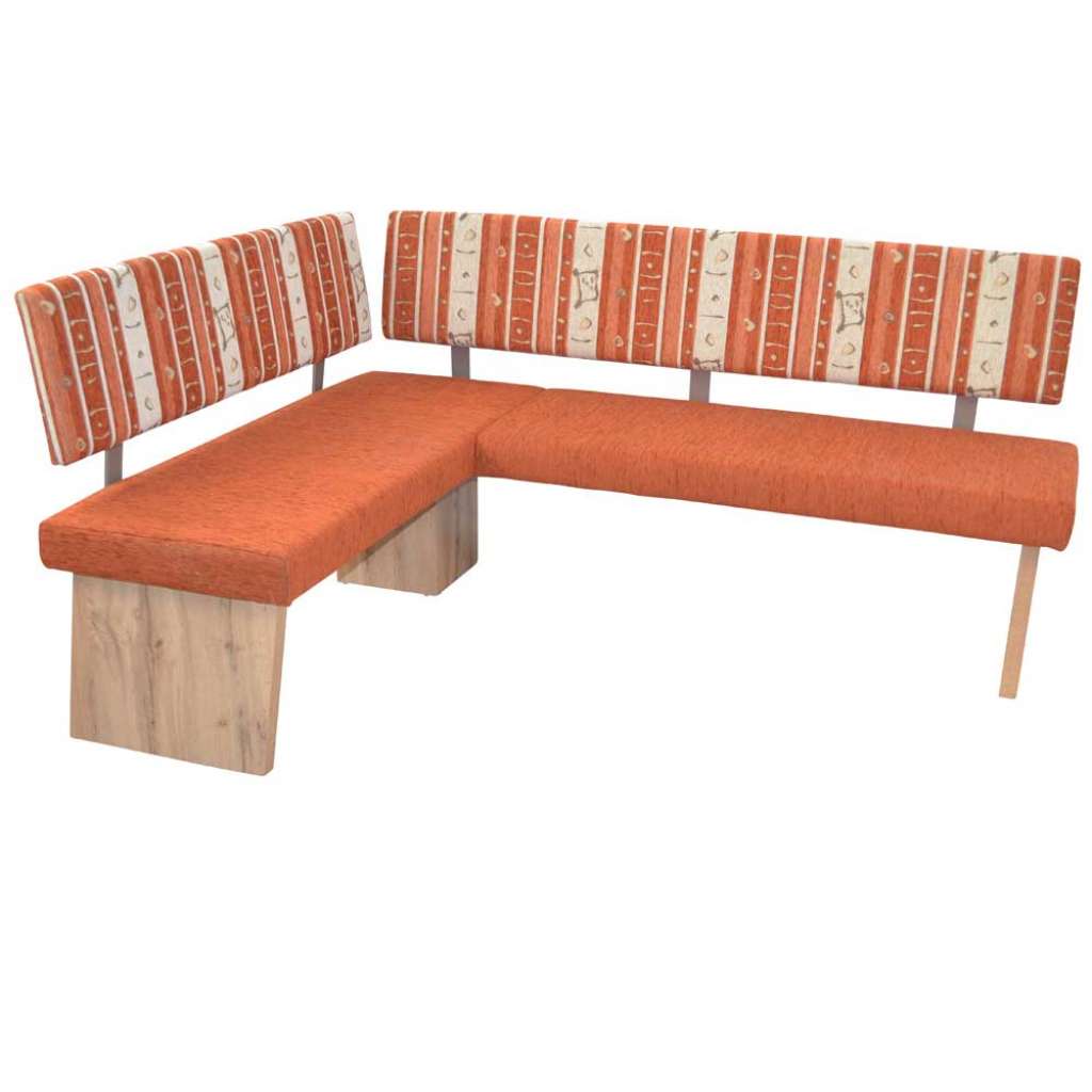 Polsterbank Ecke modern in Orange und Eichefarben 180 cm breit