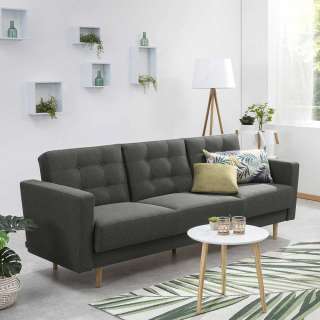 Dreisitzer Schlafsofa Anthrazit mit Federkern Polsterung 46 cm Sitzhöhe