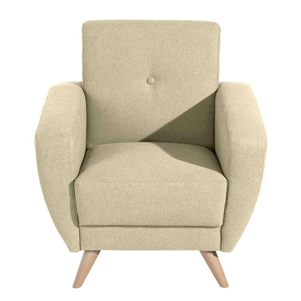 Polstersessel Beige Retro mit Federkern Polsterung Microfaser
