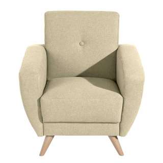 Polstersessel Beige Retro mit Federkern Polsterung Microfaser