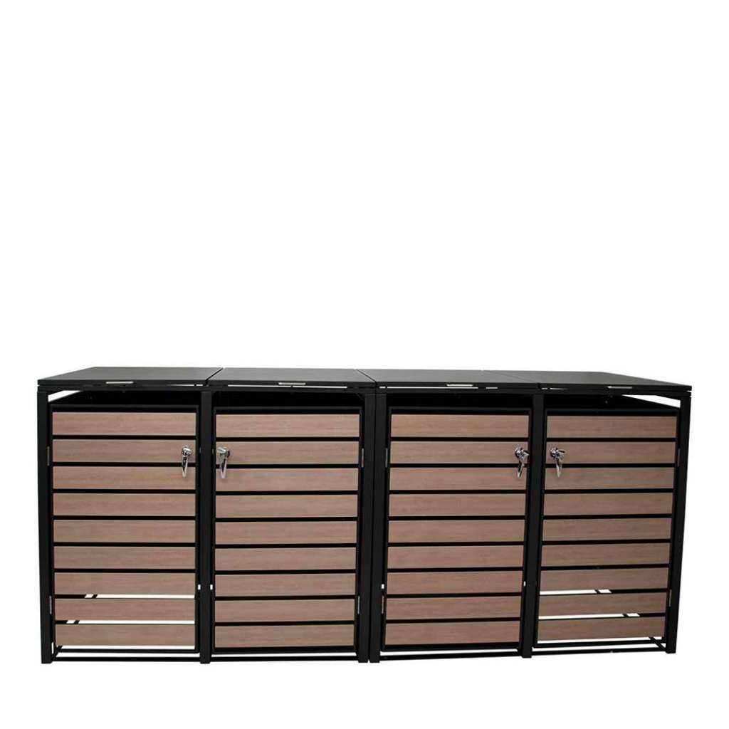 Mülltonnenbox hochwertig in Anthrazit Holzoptik Naturfarben