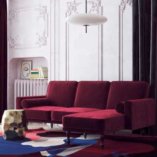 Schlafcouch Bordeaux Samt mit Rücken Klappmechanik 42 cm Sitzhöhe