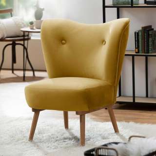 Cocktailsessel Retro in Gelb und Erlefarben 74 cm breit